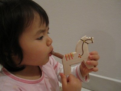 画像1: 馬の笛　茶　チェコ　ウッドクラフト　手作り　おもちゃ　プレゼント